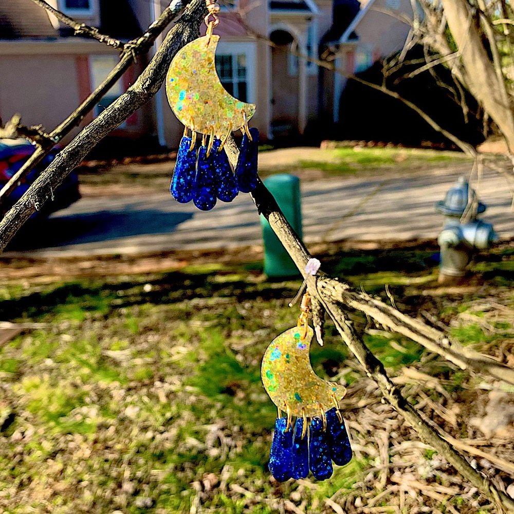 Sparkly Crescent 🌙 Moon 🌙 Earrings ,Handmade